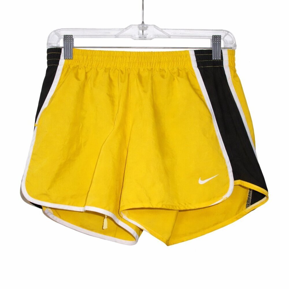 NIKE Dri-Fit Yellow Black Athletic Running Shorts Size S (4-6)